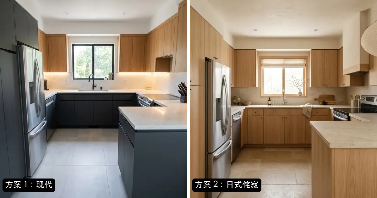 一张照片得到的两个改造方案：现代和日式侘寂